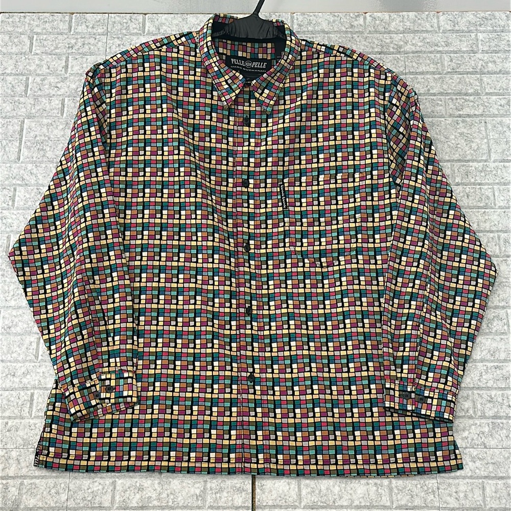 Pelle Pelle Marc Buchanan Vintage Multicolor Checkered Men's Shirt Size XL